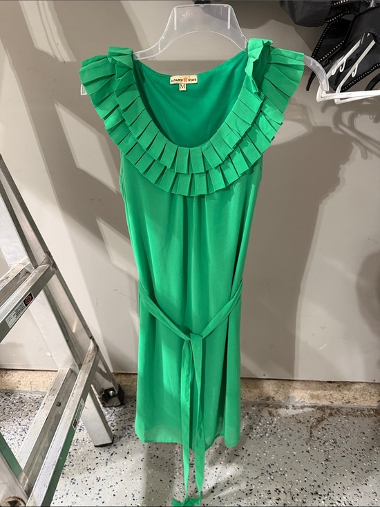 Altar'd State Dresses & Skirts - Altar’d State Green Pleated Ruffle Neck Sleeveless Dress